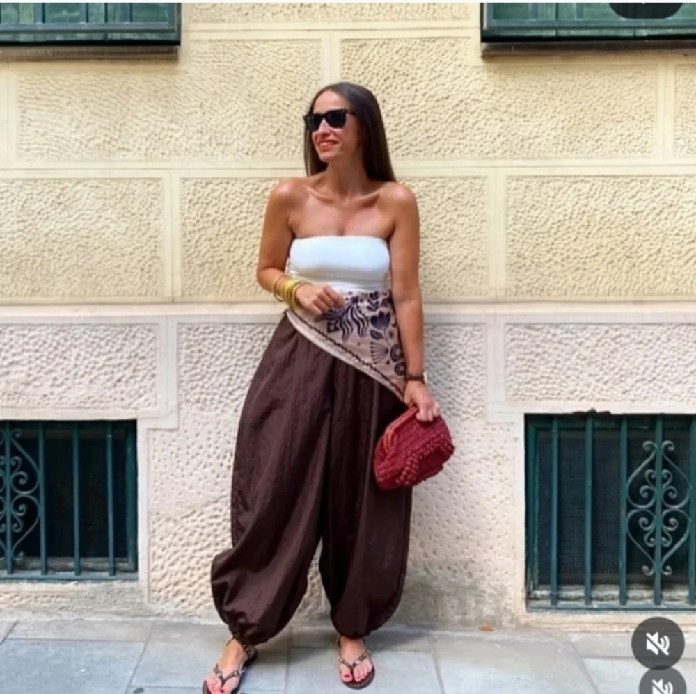 Zara Balloon Pants Brown Nylon Size XS M